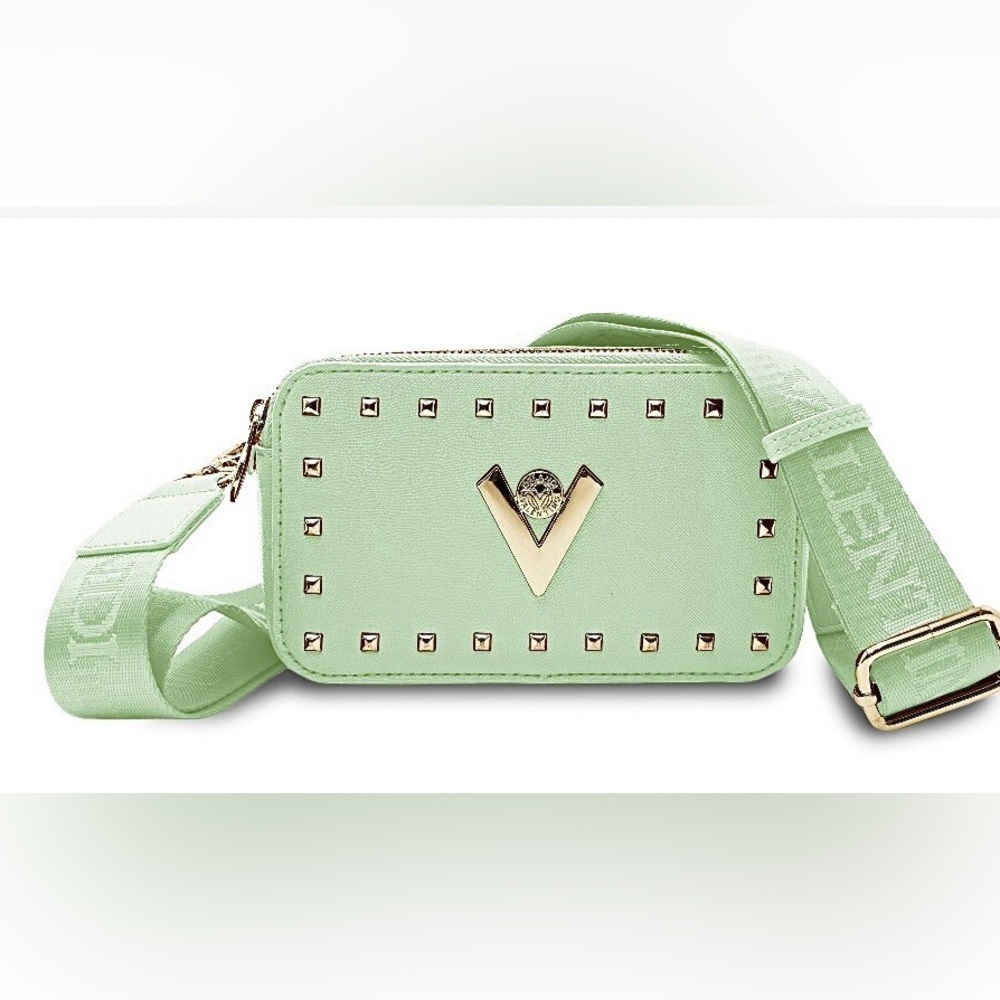 Valentino Orlandi NWT Mint Green Studded Camera Bag Crossbody w/ Gold Hardware - Picture 2 of 10